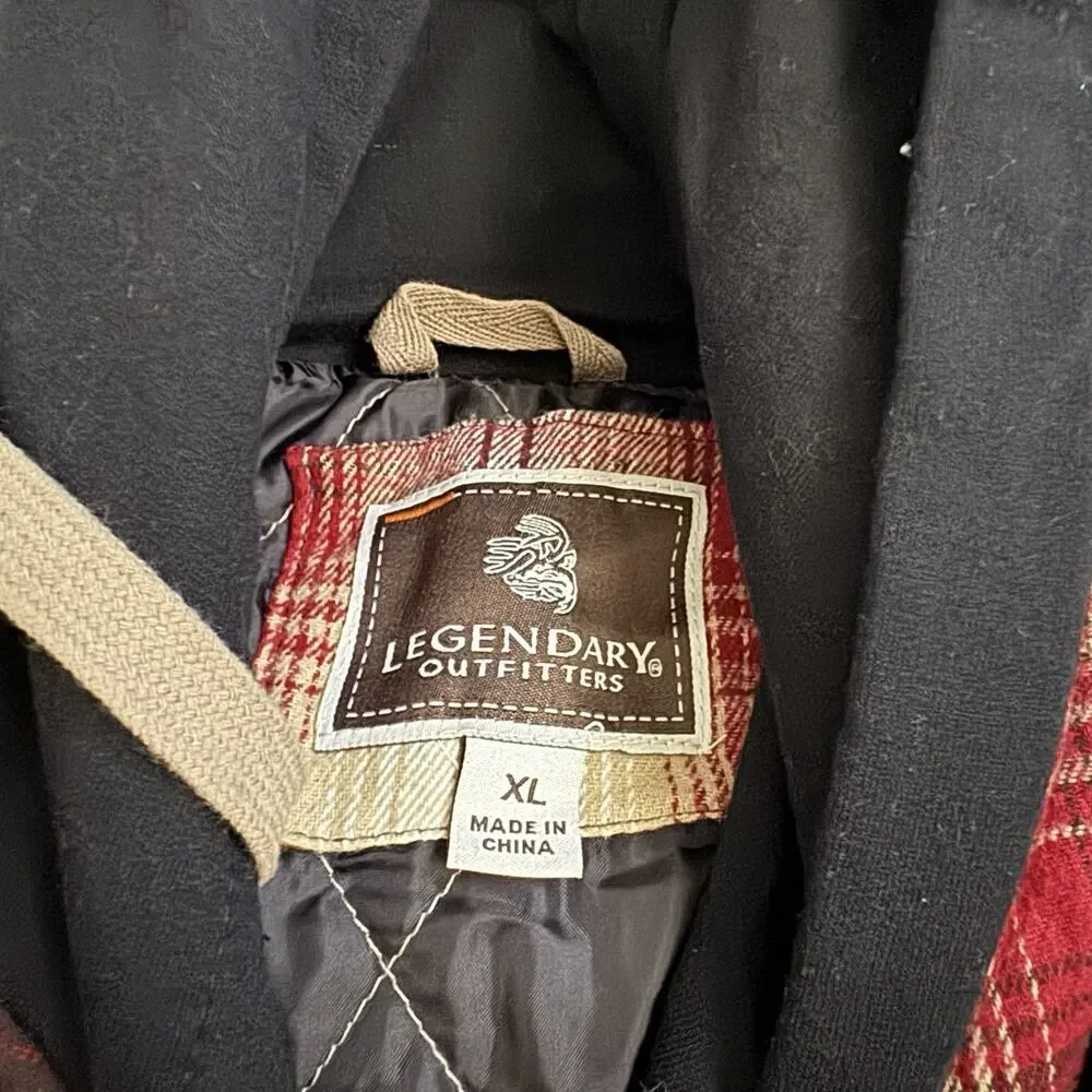 Legendary Whitetails Men’s XL Plaid Hooded Flannel Shirt Jacket Quilted Lined